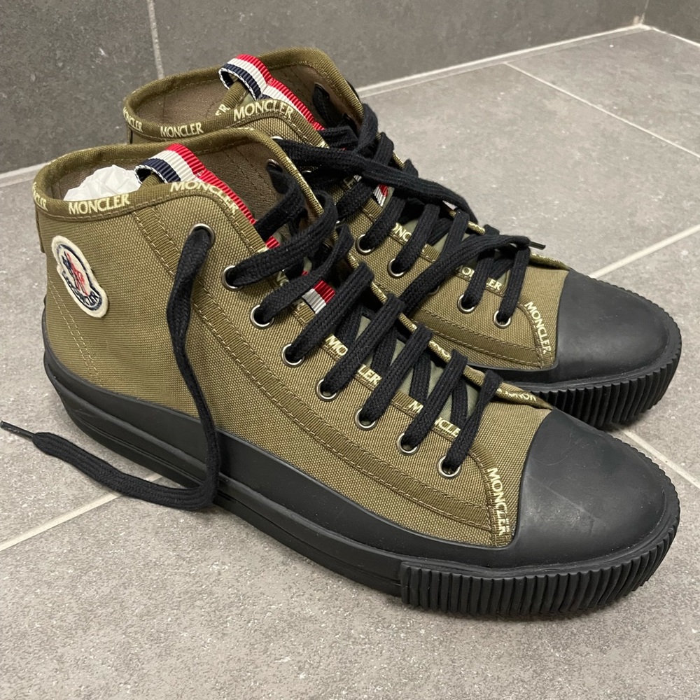 Moncler Lissex High Top Canvas Sneaker Army Green - MEN’S - Picture 8 of 15